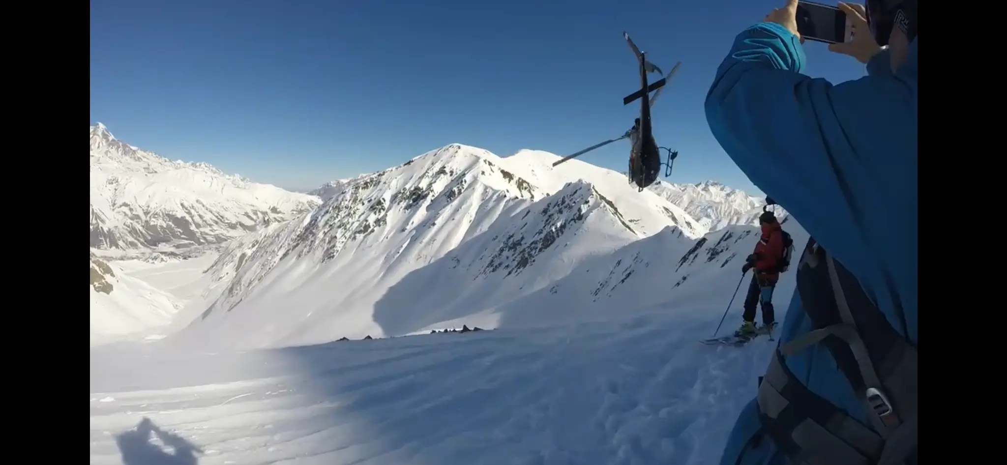 Snow expedition in a remote mountain destination
